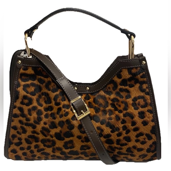 🆕 Cheval Firenze 🇮🇹 Leather Leopard Print Crossbody Handbag With Pouch - Picture 4 of 15